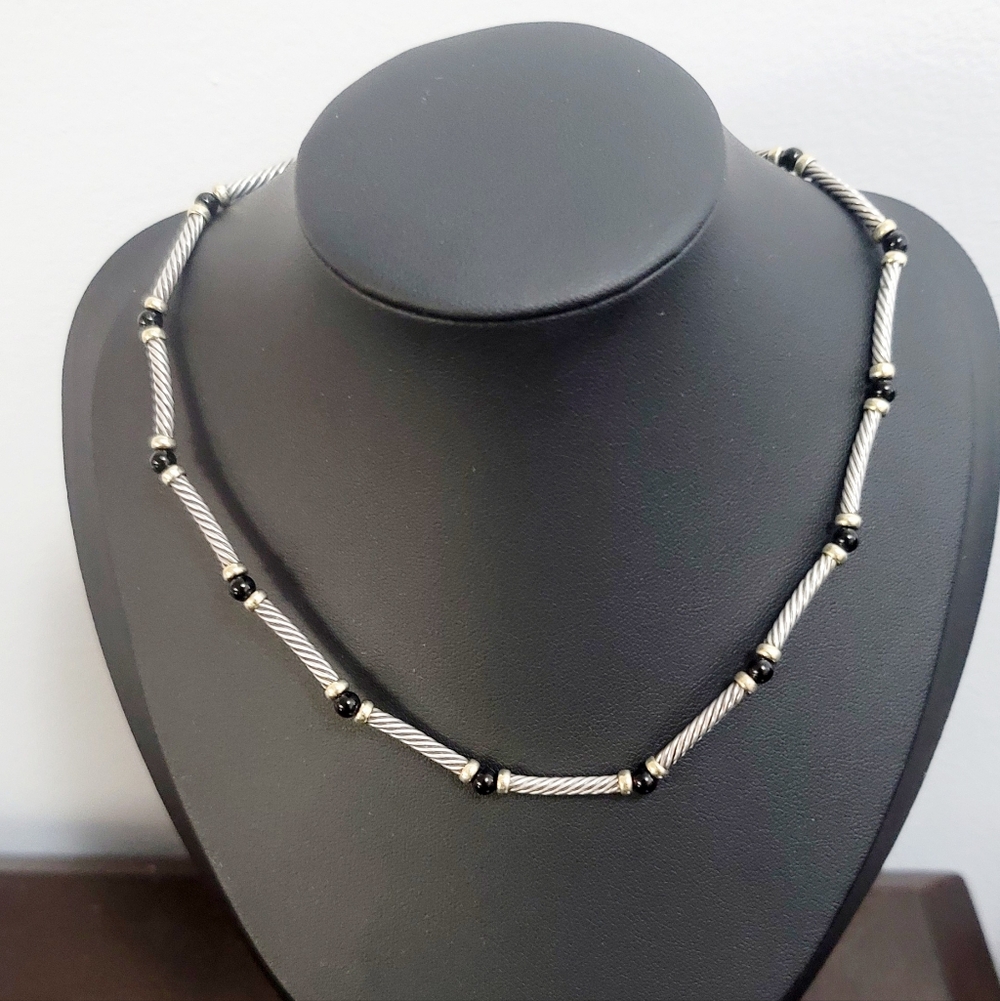 David Yurman Cable Choker Necklace 925 Sterling & 14k Gold 15" Inch
